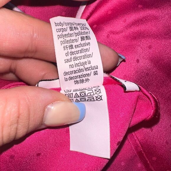 Victoria's Secret (XL) Hot Pink Polka Dot Polyester Tank Top w Spaghetti Straps - Picture 7 of 7